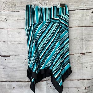 Lane Bryant Silk Asymmetric Skirt Blue Black Size 18/20